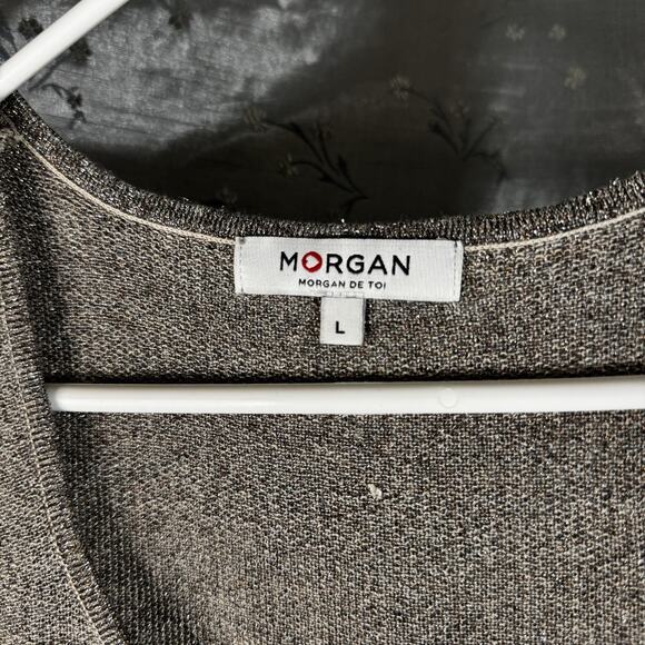 Y2K Vintage Morgan de Toi Gold Knit Sleeveless Blouse Size Large Work Wear Club - Picture 3 of 4